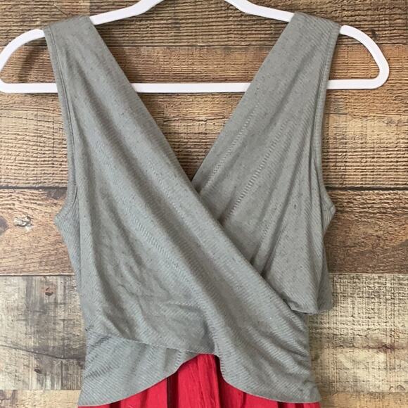 Amadi Lola Surplice Sleeveless Dress Two Tone Coral Pink Gray Size Small NWT - Picture 8 of 12